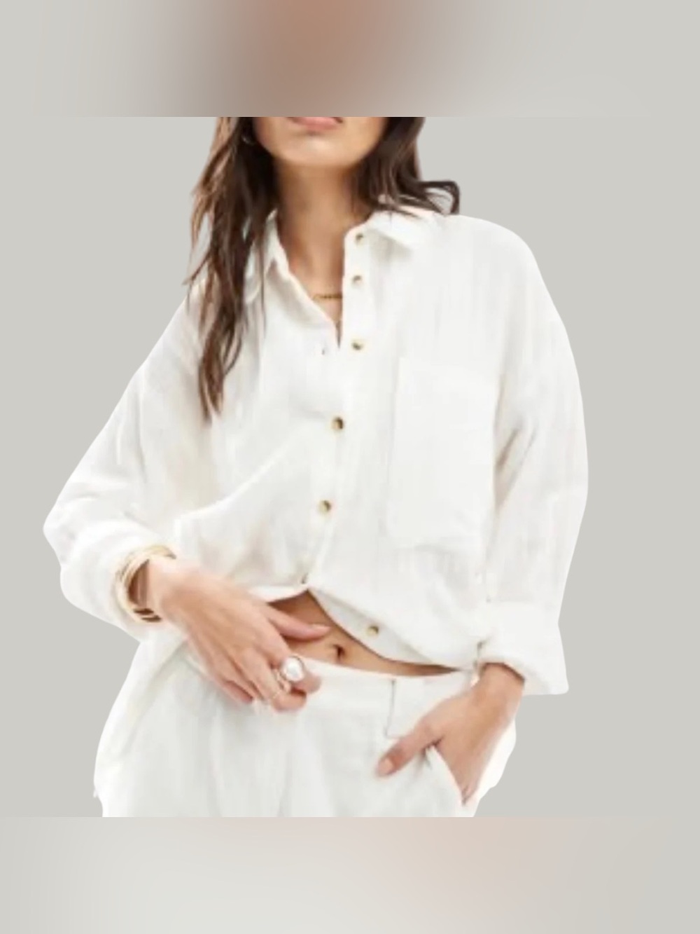 GUC Crisp White Button-Up Relaxed Shirt